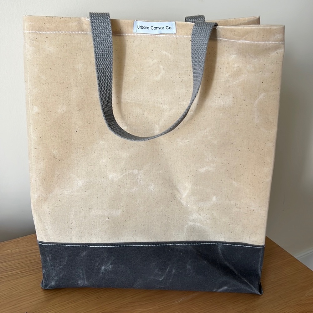 Waxed canvas tote bag neutral market tote